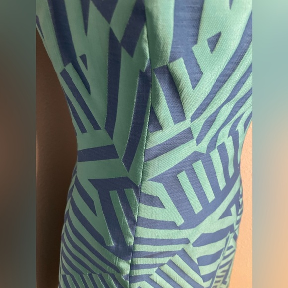 B MIchael America Red Collection Blue & Mint Patterned Knee Length Dress Size 4 - Picture 5 of 11